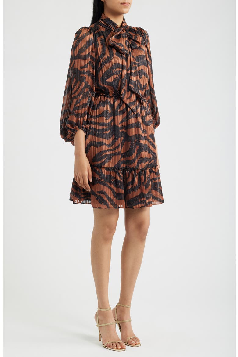 Metallic Blouson Dress, Alternate, color, CHOCOLATE BLACK