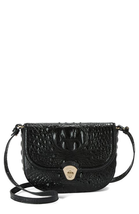 Portia Croc Embossed Leather Crossbody Bag