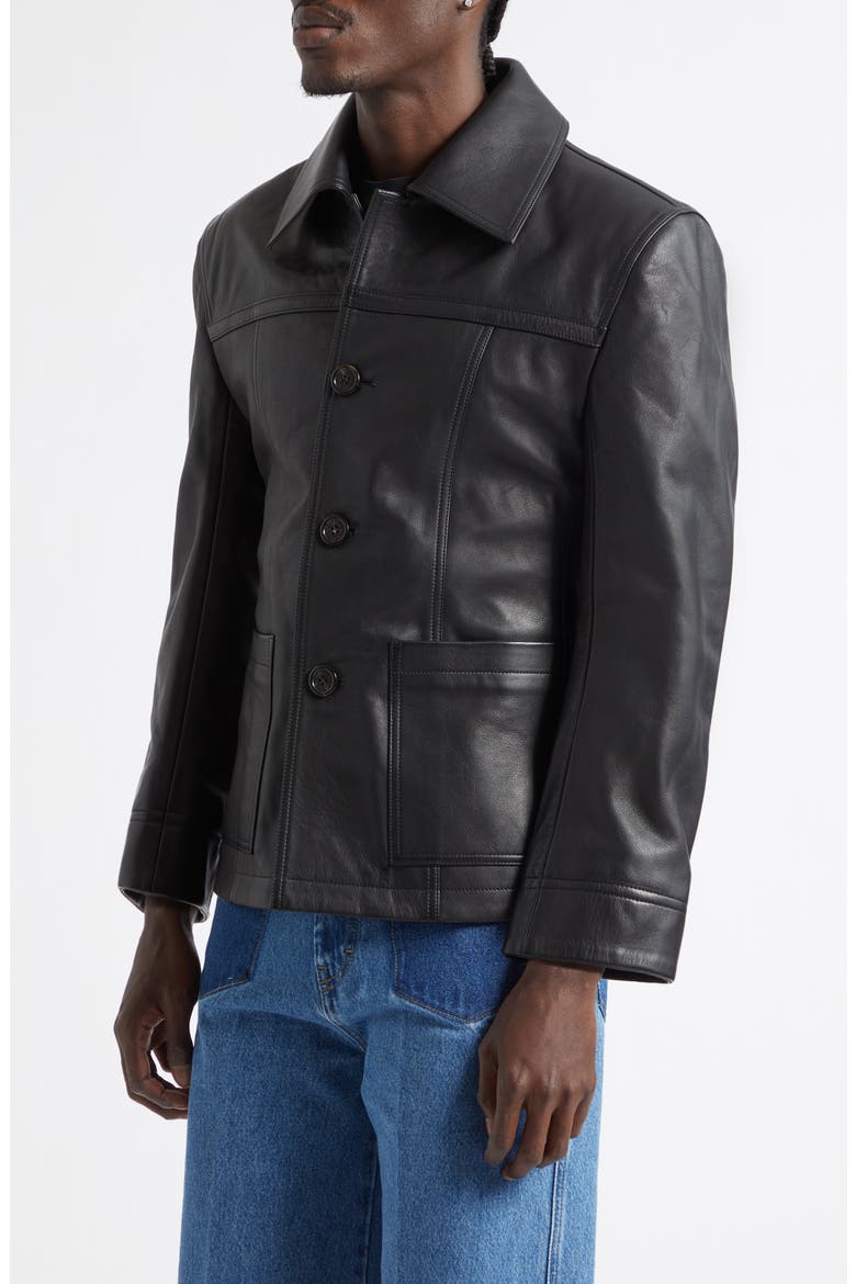 Creep Leather Jacket, Alternate, color, BLACK