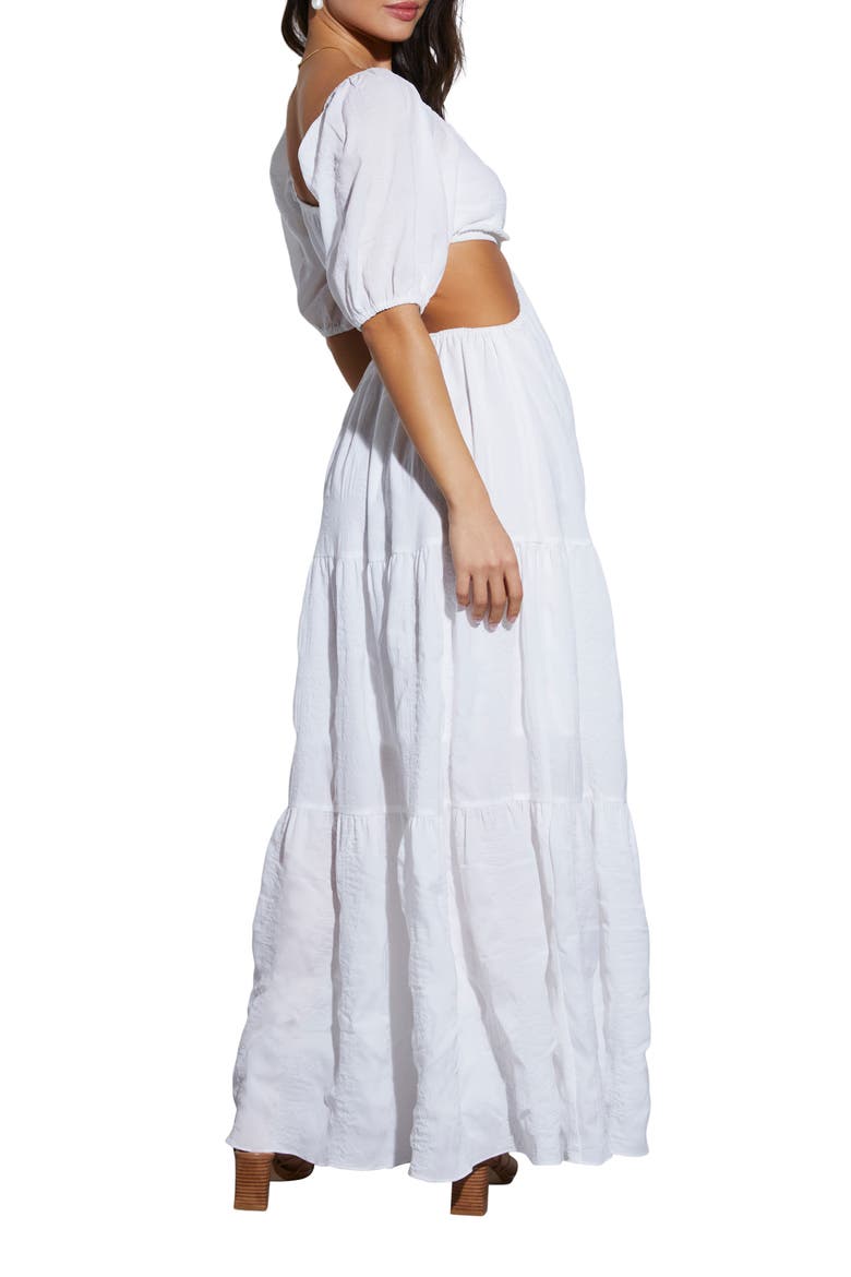 Cartagena Cutout Tiered Maxi Dress, Alternate, color, WHITE