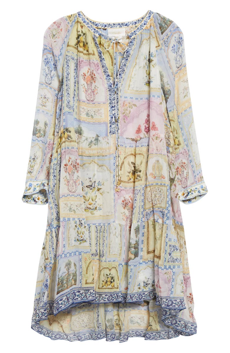 Camilla Gathered Panel Silk Minidress, Alternate, color, Botanical Ballads