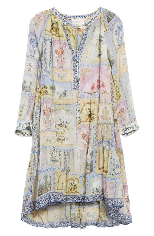 Camilla Botanical Ballads Floral-print Tiered Dress In Gray