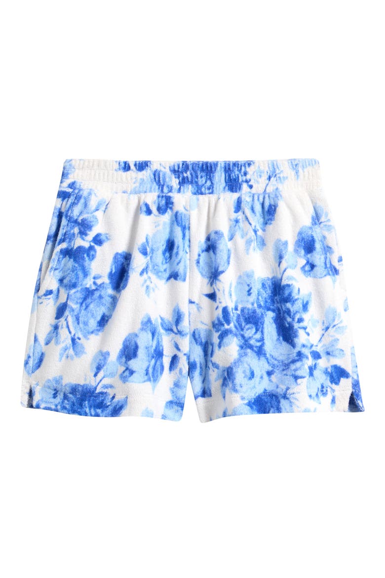 Kids' Floral Cotton Terry Shorts, Main, color, DEJA BLU