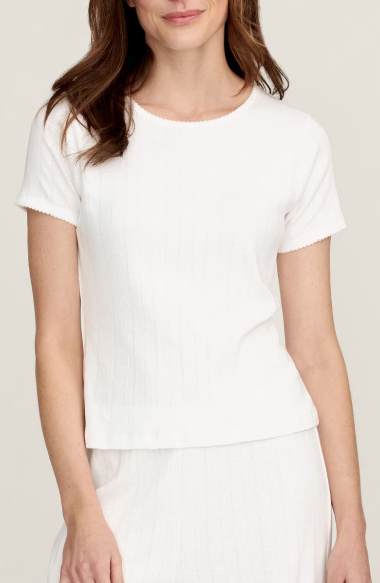 Petite Plume Pima Cotton Pointelle T-Shirt, Main, color, White