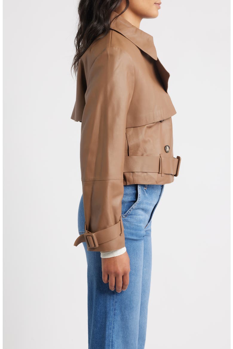 Satela Double Breasted Leather Jacket, Alternate, color, RUST/ COPPER