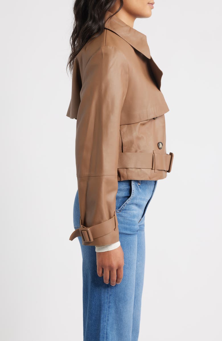 BOSS Satela Double Breasted Leather Jacket, Alternate, color, Rust/ Copper