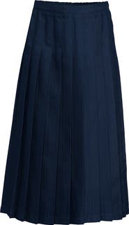 Lands' End Solid Pleated Skirt Ankle Length