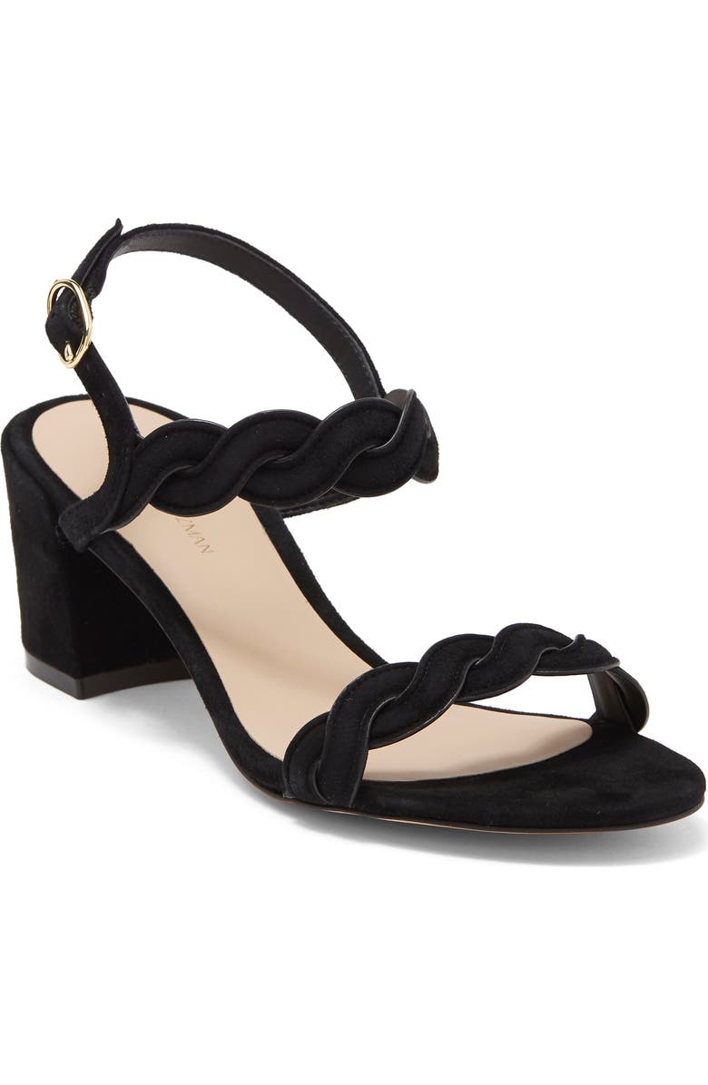 Stuart Weitzman Twistie Black Heel Sandal, Main, color,