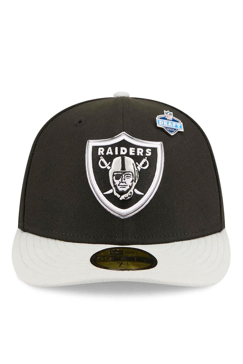 Men's New Era  Black/Silver Las Vegas Raiders 2026 NFL Draft Pre-Curved 59FIFTY Fitted Hat, Alternate, color, Black