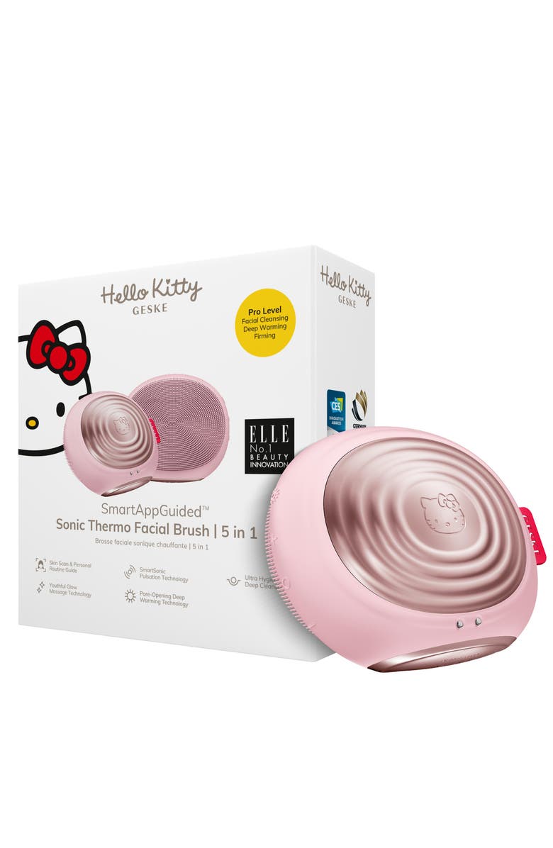 GESKE Hello Kitty SmartAppGuided Sonic Thermo Facial Brush | 5 in 1, Main, color, Hello Kitty Pink