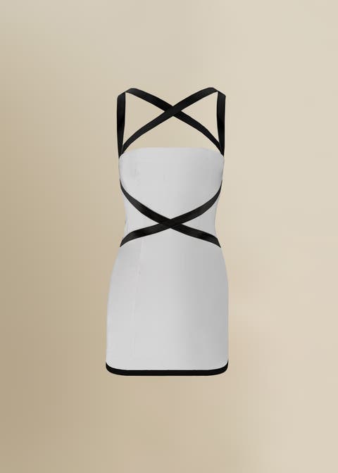 X Fitted Stretch-Linen Mini Dress