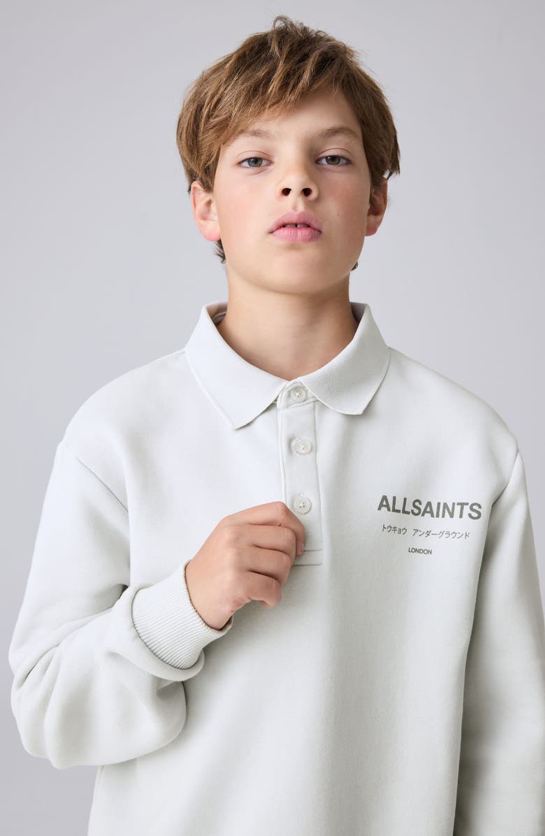 smALLSAINTS by ALLSAINTS Kids' Underground Logo Graphic Polo Sweatshirt, Alternate, color, Grey
