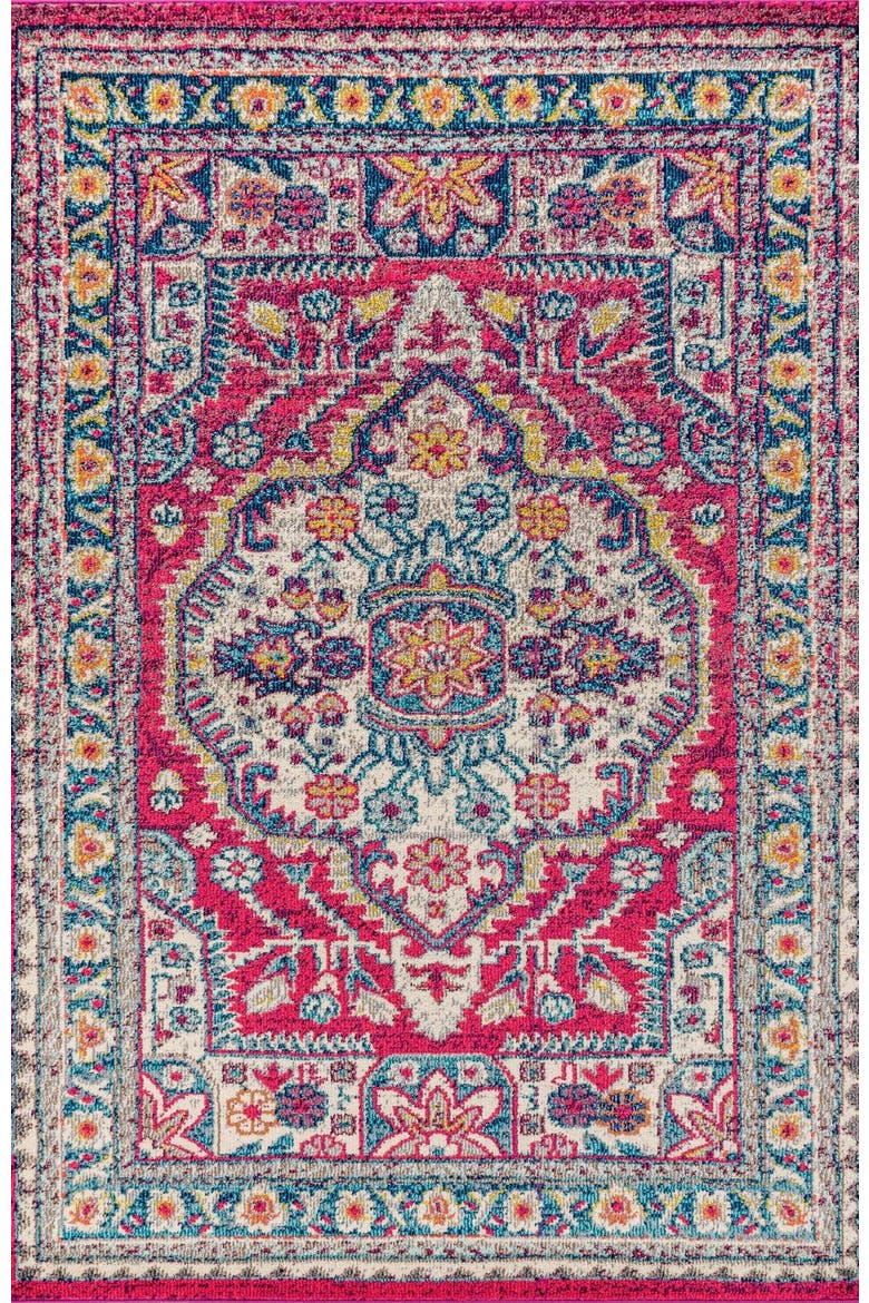 Bohemian FLAIR Boho Vintage Area Rug, Main, color, Pink/Ivory