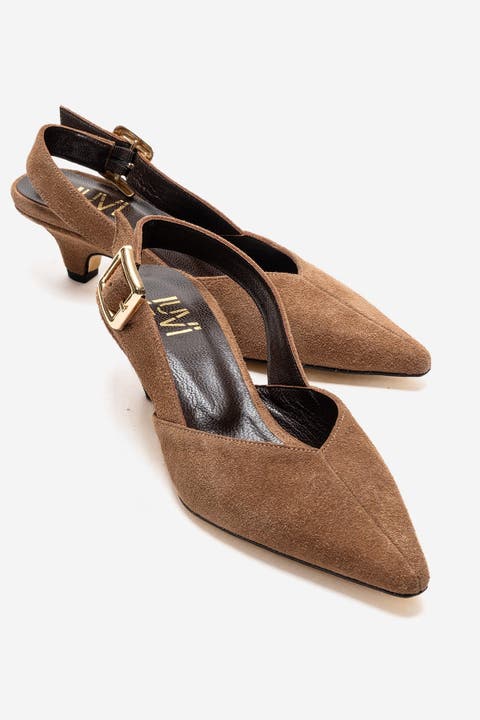 Dioris Leather Slingback Kitten Heel Pump