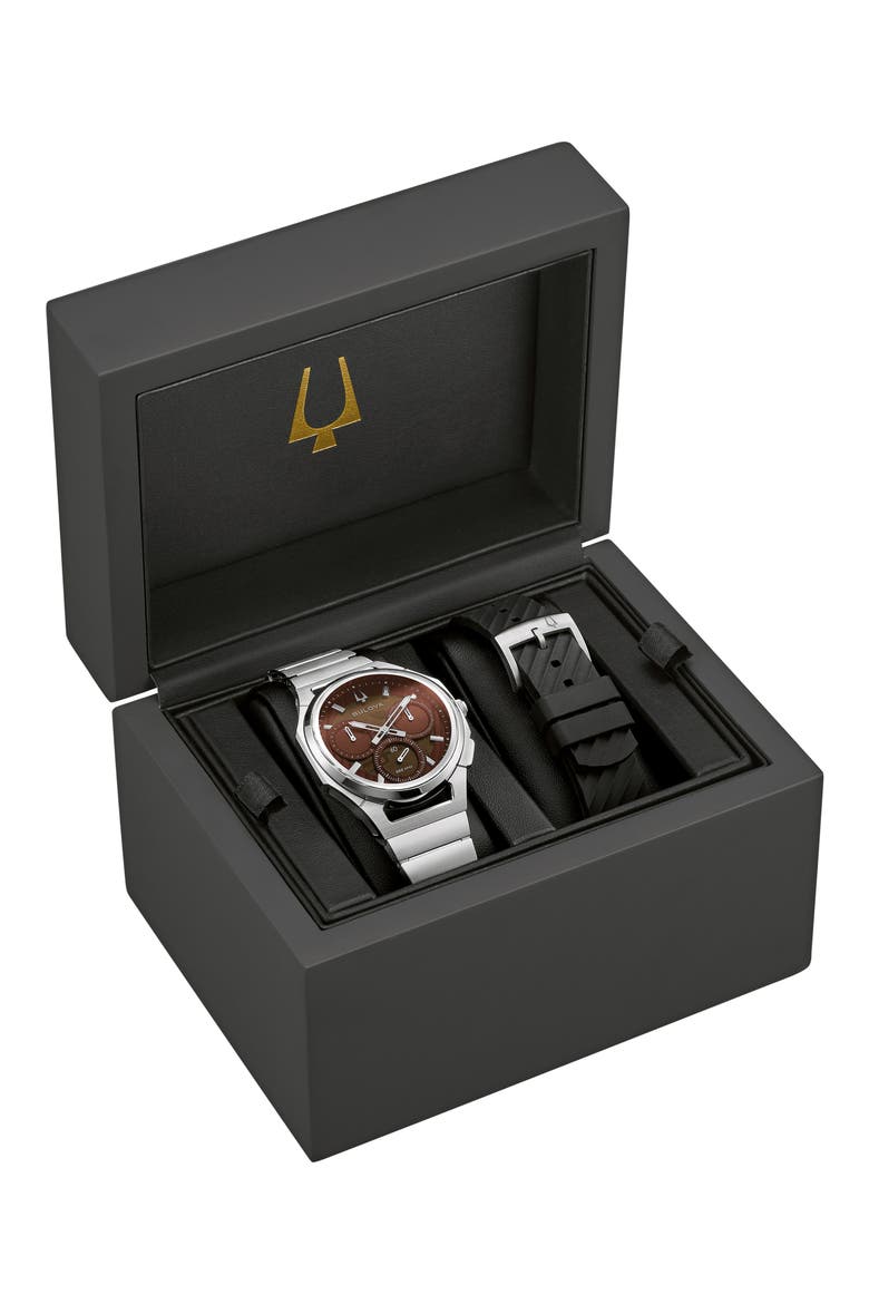 CURV Progressive Chronograph Watch Set, 41.5mm, Alternate, color, SILVER-TONE