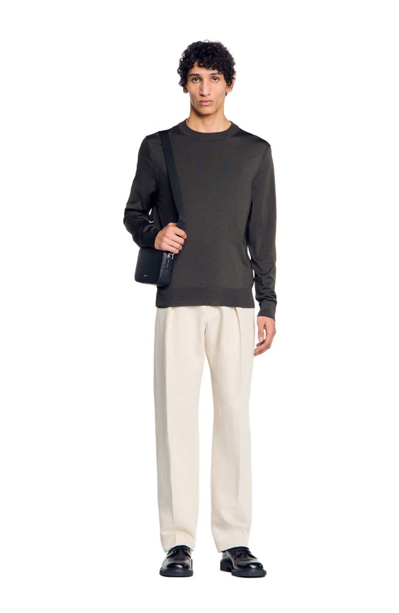 SANDRO Fine knit sweater, Alternate, color, Dark Kaki.