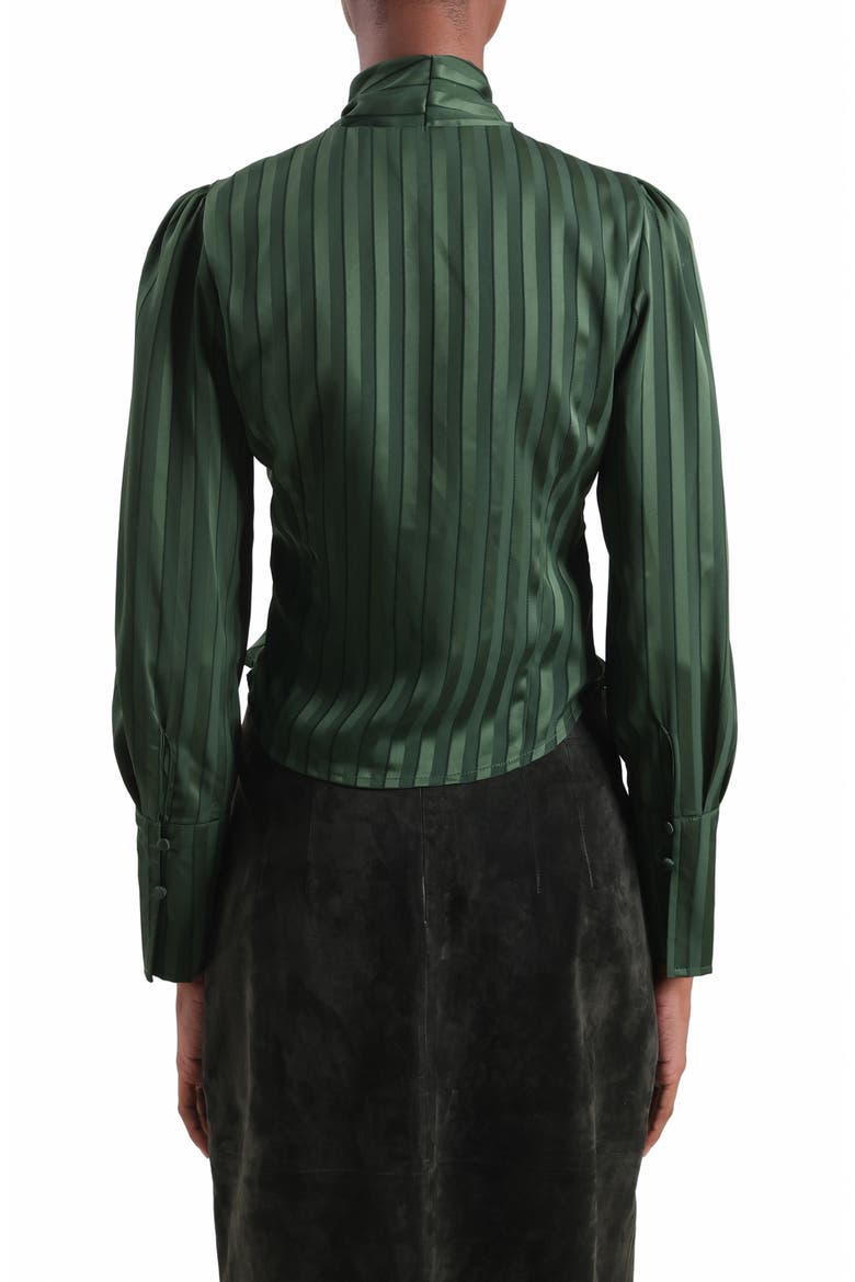 Satin Stripe Burnout Scarf Neck Top, Alternate, color, HUNTER GREEN