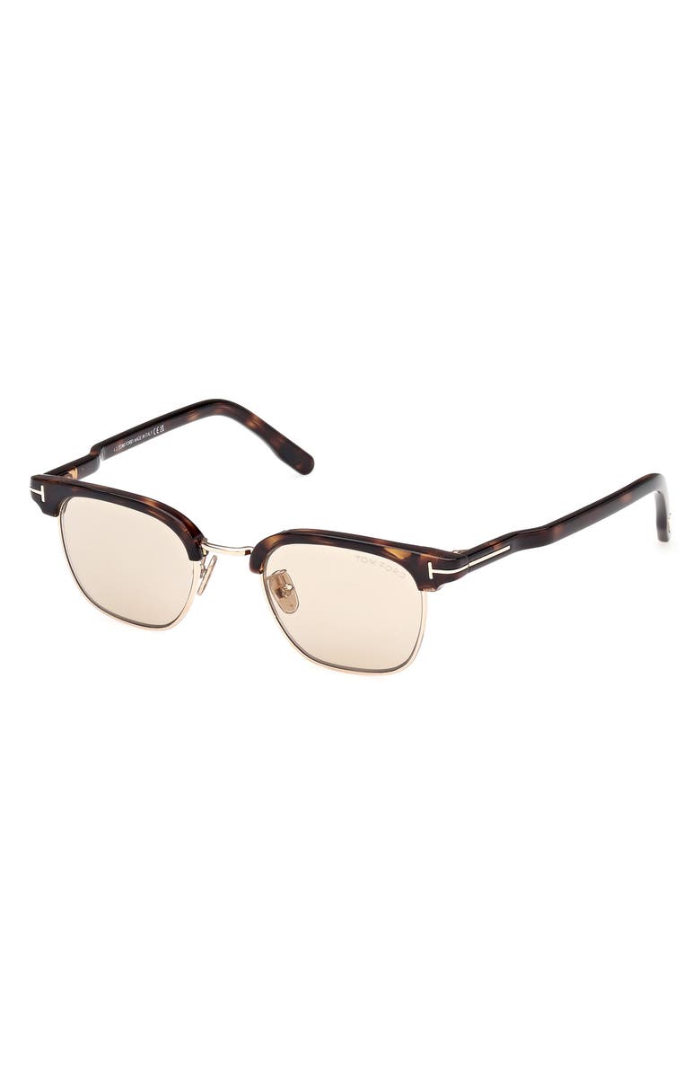 TOM FORD 47mm Square Sunglasses, Alternate, color, Dark Havana / Smoke