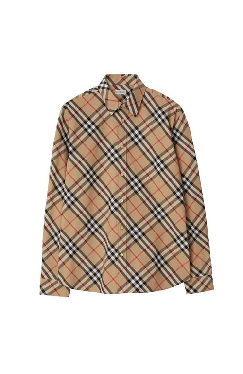 Burberry Button-down Collar Checked Pattern Shirt In Sand