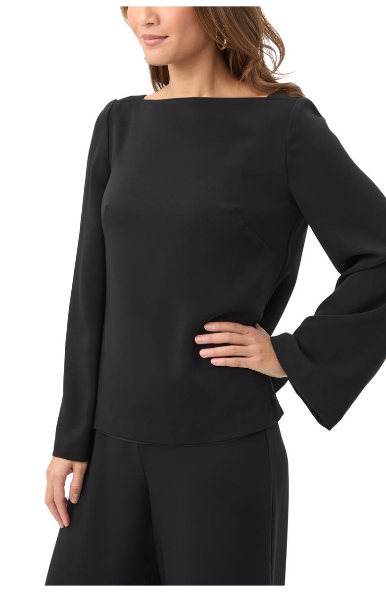 Trina Turk Sarese Long Sleeve Boat Neck Top, Alternate, color, Black