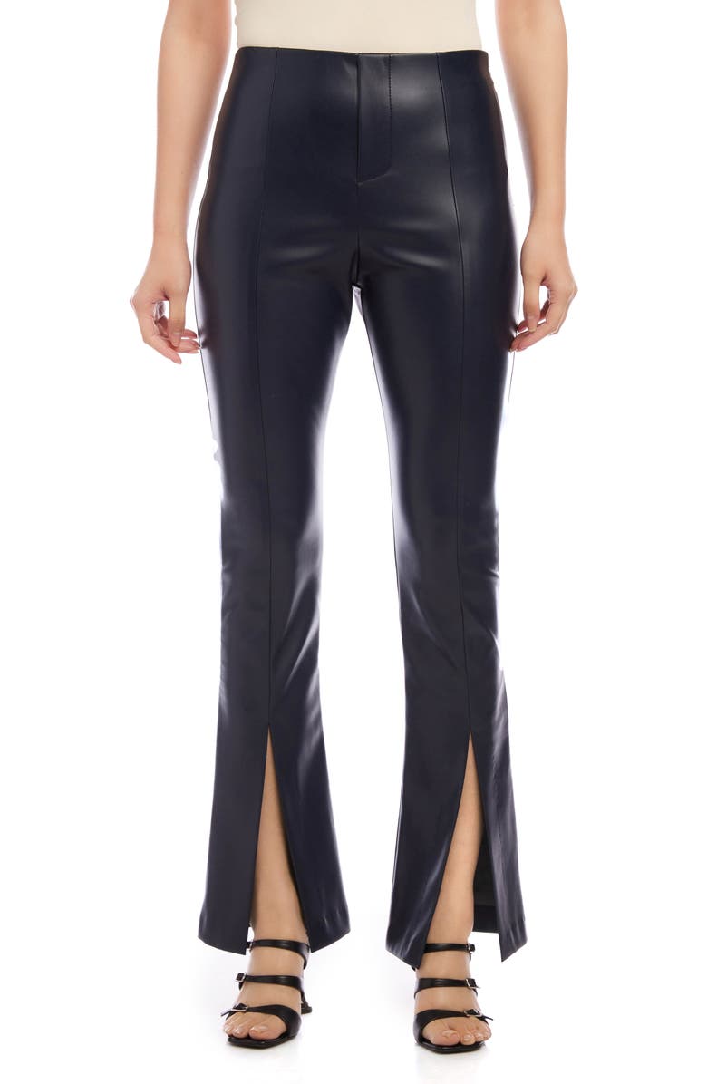 FIFTEEN TWENTY Front Slit Faux Leather Pants, Main, color,