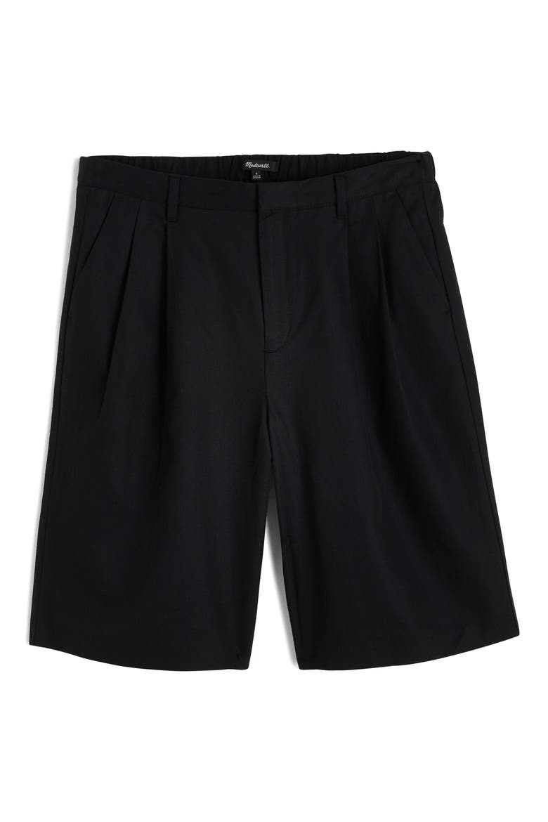Pleated Relaxed Fit Shorts, Alternate, color, JET BLACK