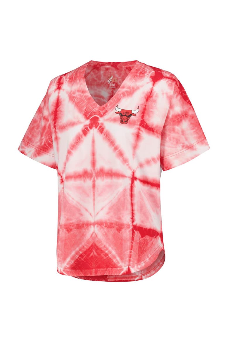 Women's G-III 4Her by Carl Banks Red Chicago Bulls Tournament Raglan Oversized Tie-Dye V-Neck T-Shirt, Alternate, color, Red