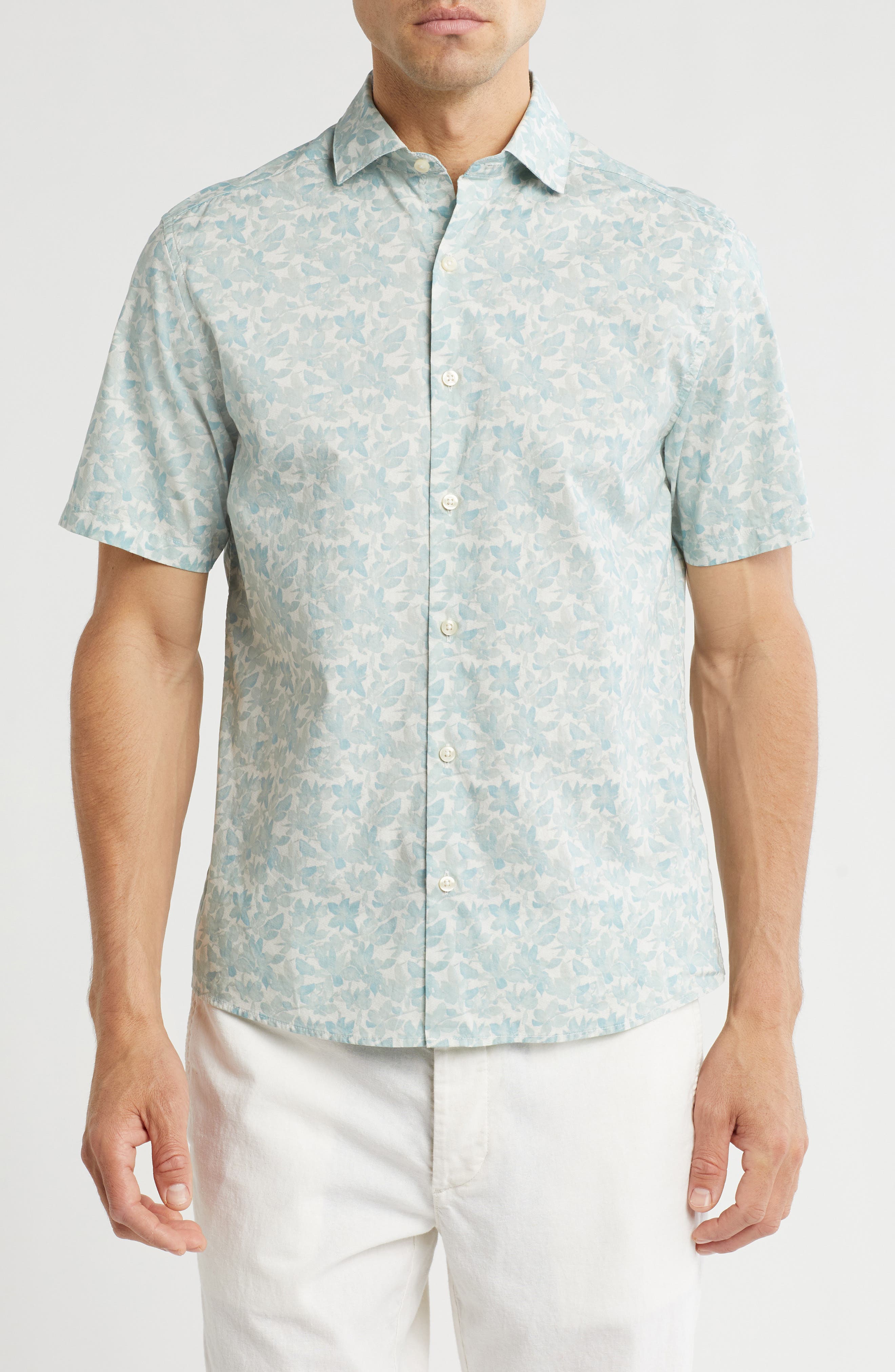 WESTZEROONE Sol Short Sleeve Cotton Button-Up Shirt