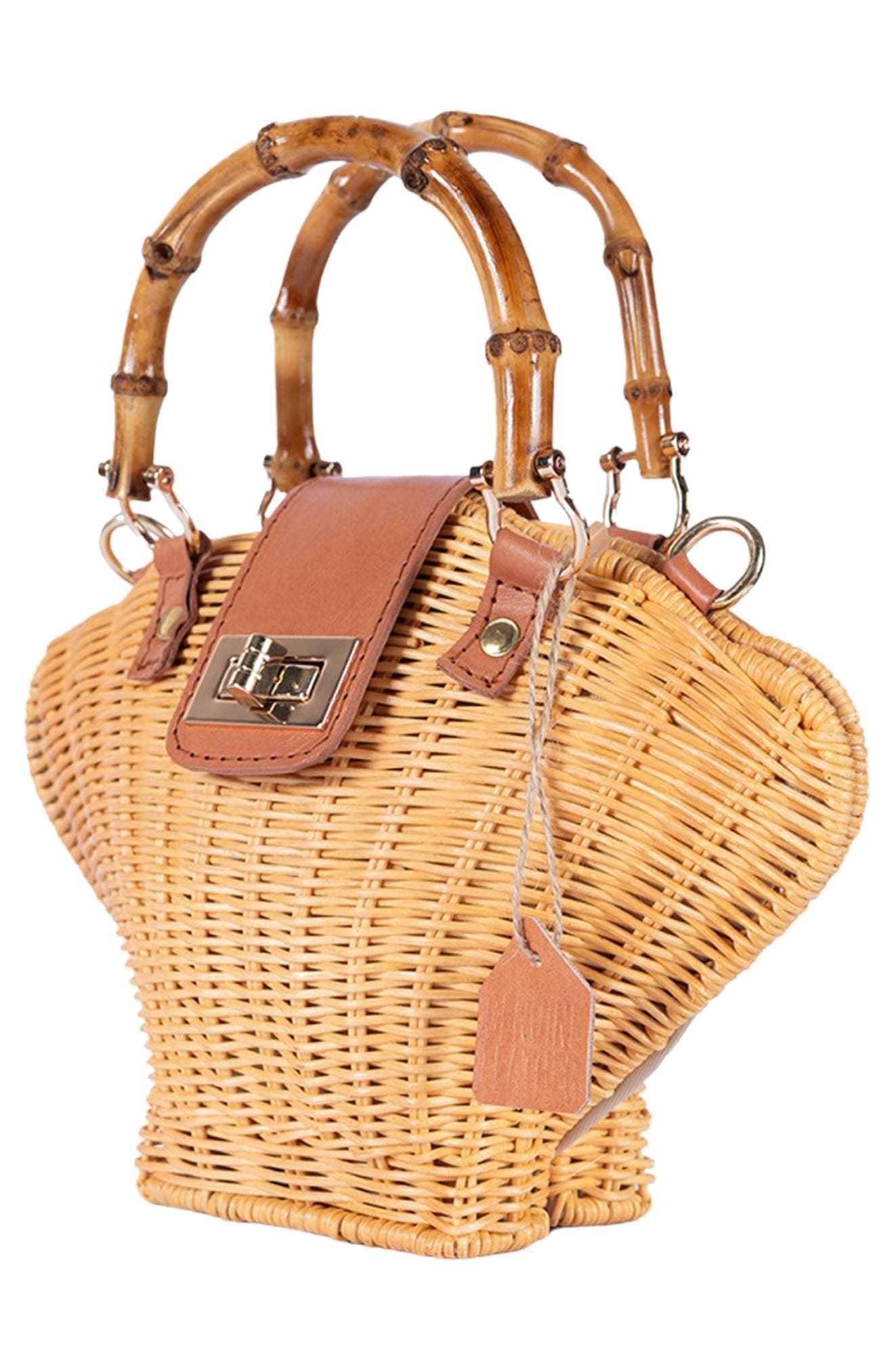 Jelavu Maree Handwoven Rattan Seashell Bag, Alternate, color, Tan