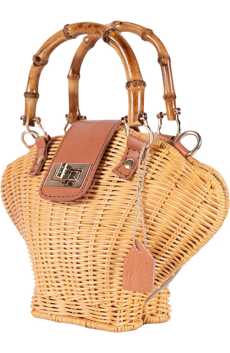 Jelavu Maree Handwoven Rattan Seashell Bag, Alternate, color, Tan