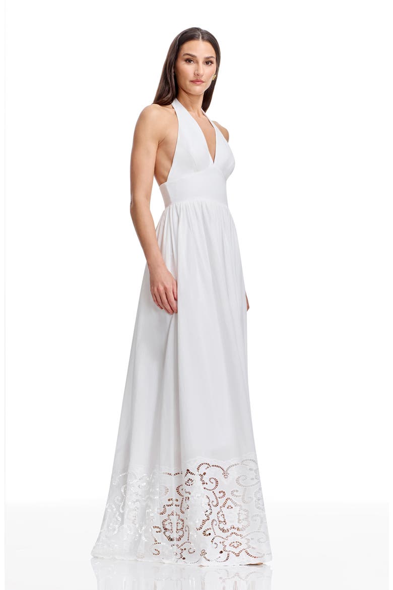 Nessie Cutwork Detail Cotton Halter Gown, Alternate, color, WHITE