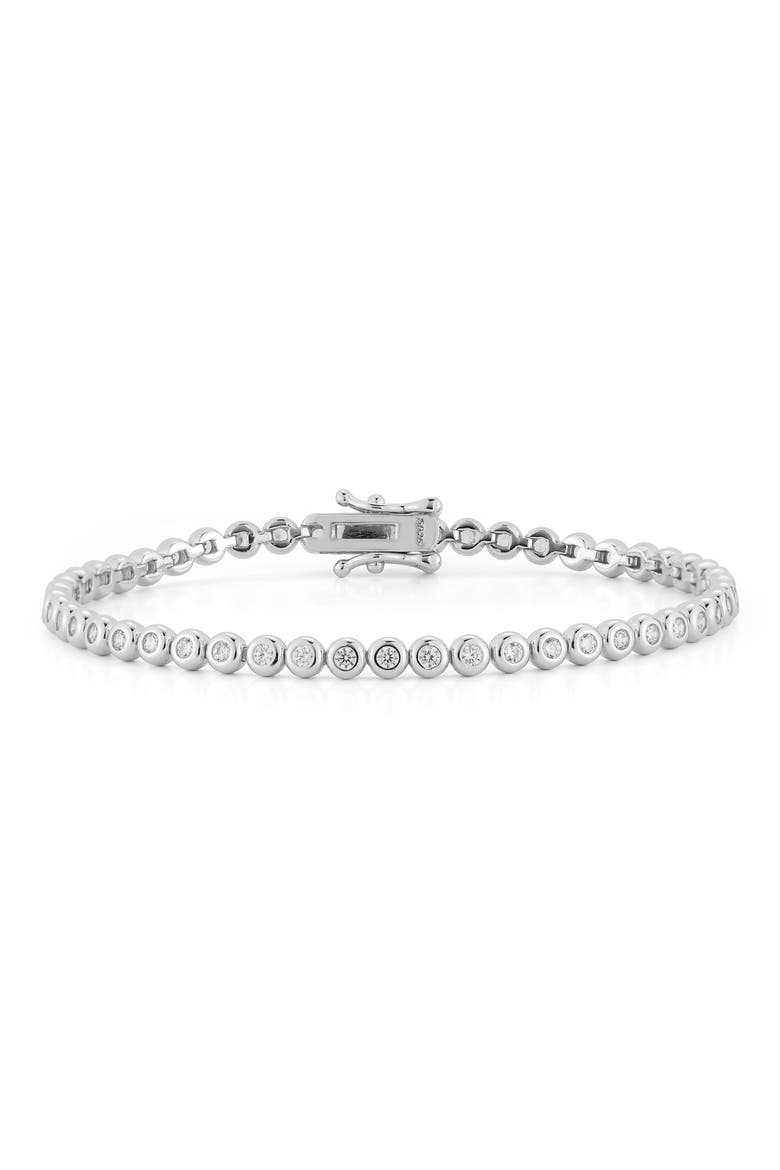 Bezel Cubic Zirconia Tennis Bracelet, Main, color, SILVER