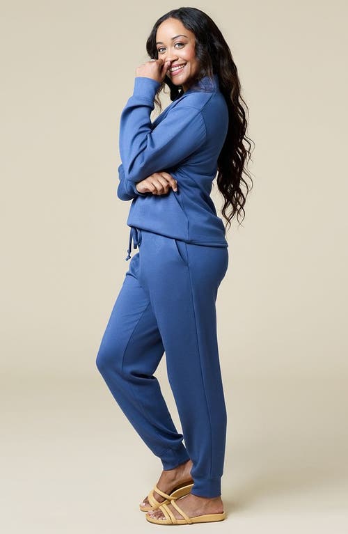 Softies Athleisure Dreamtech 1/4 Zip Jogger Set In Indigo