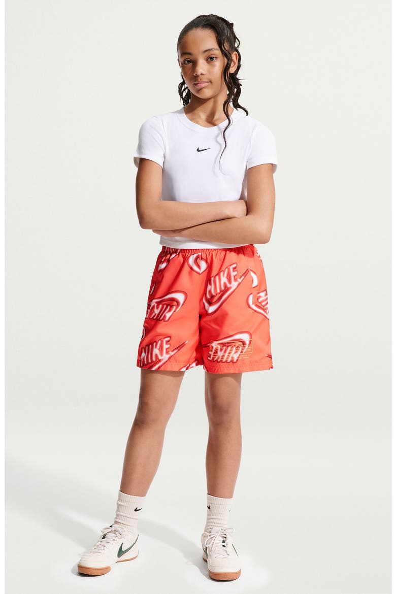 Kids' Sportswear Club Woven Drawstring Shorts, Main, color, TURF ORANGE/ ORANGE PULSE