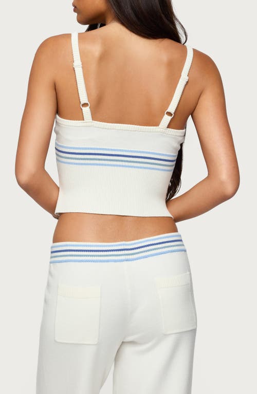 Edikted Miya Stripey Rib Sweater Tank In White