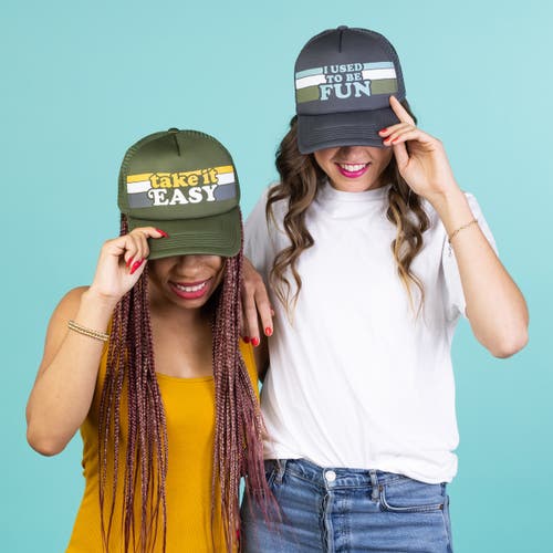 Totalee Gift I Used To Be Fun Trucker Hat Cotton Black In Black