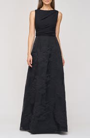 JS Collections Valery Mixed Media Sleeveless Gown