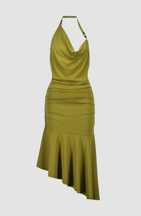 Ana Asymmetric Halterneck Dress