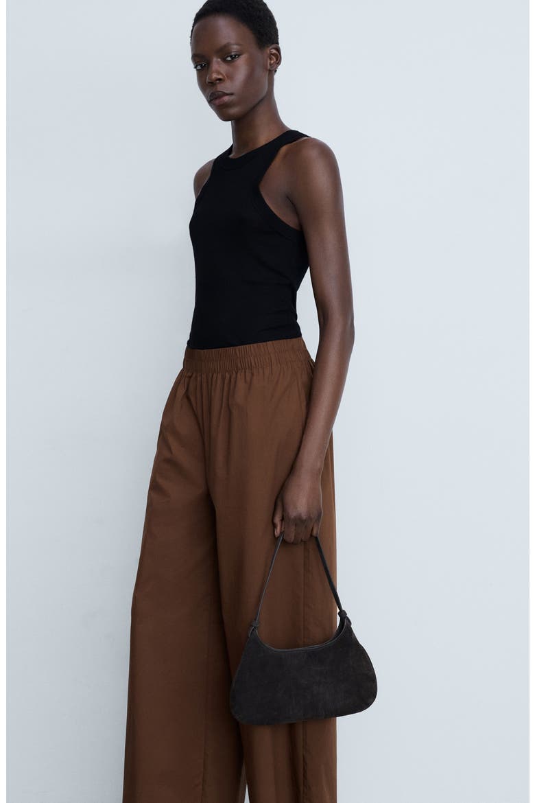 Cotton Wide Leg Pants, Alternate, color, BROWN