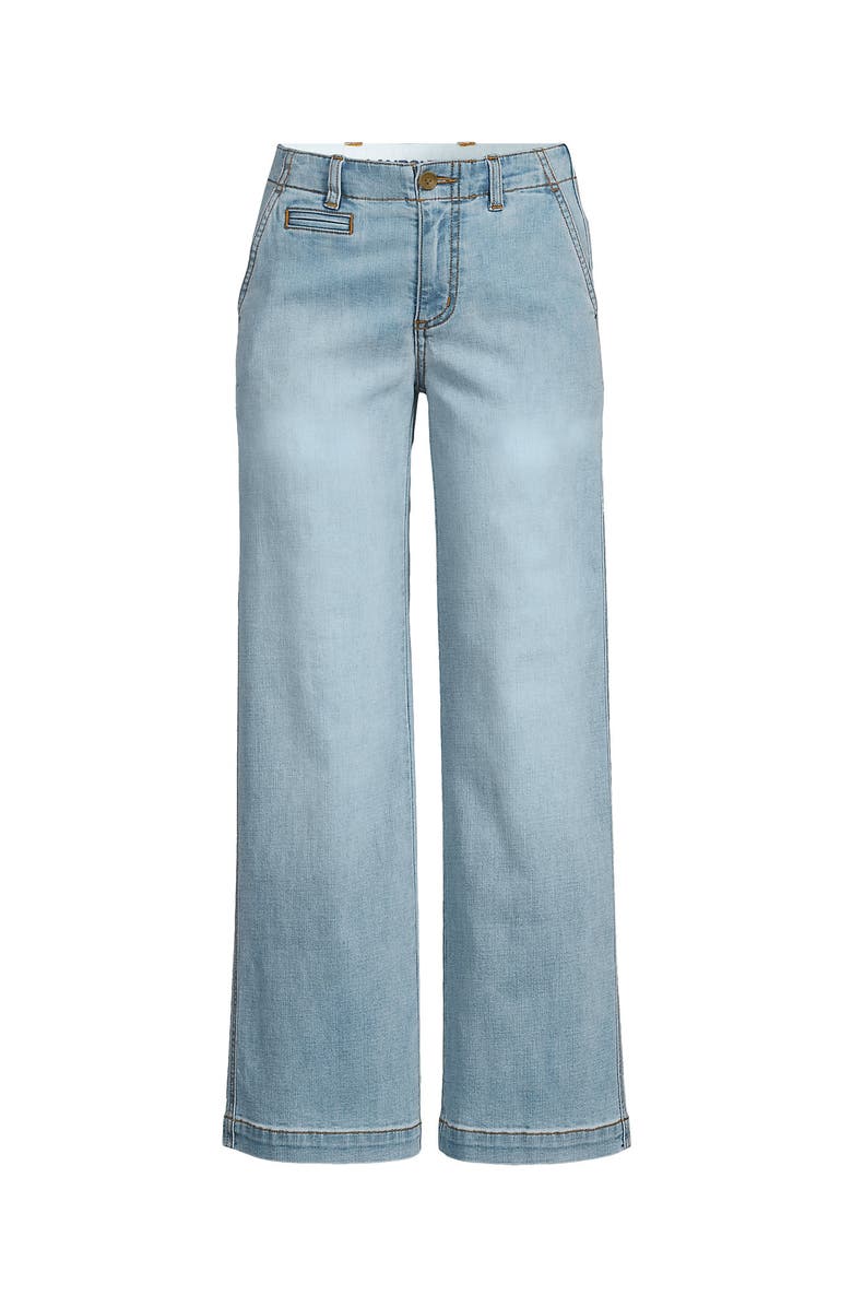 Lands' End Plus Size Mid Rise Denim Wide Leg Ankle Jeans, Alternate, color, Breeze Blue Wash