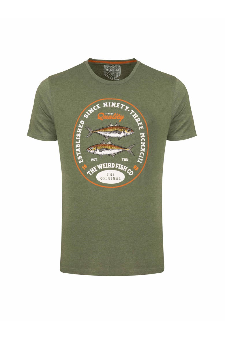 Fish Stamp Front Print Graphic T-Shirt, Alternate, color, Basil