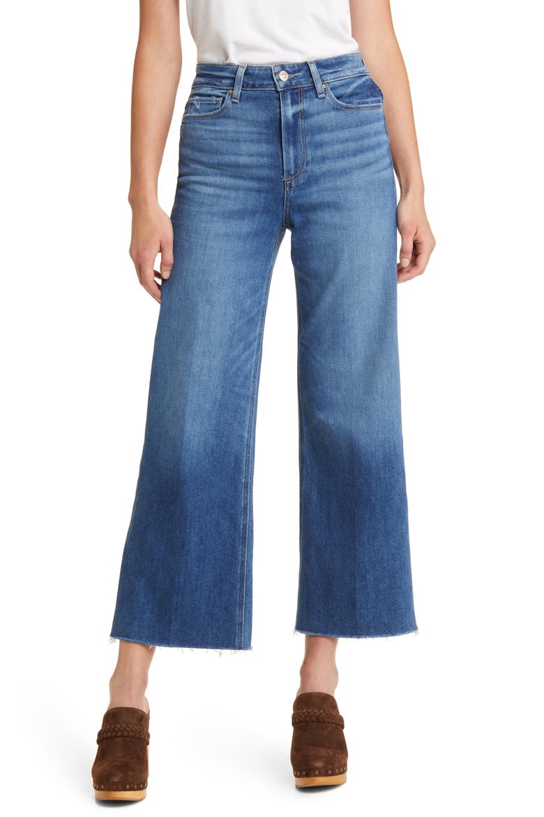 Anessa High Waist Raw Hem Wide Leg Jeans, Main, color, PAINTERLY DISTRESSED