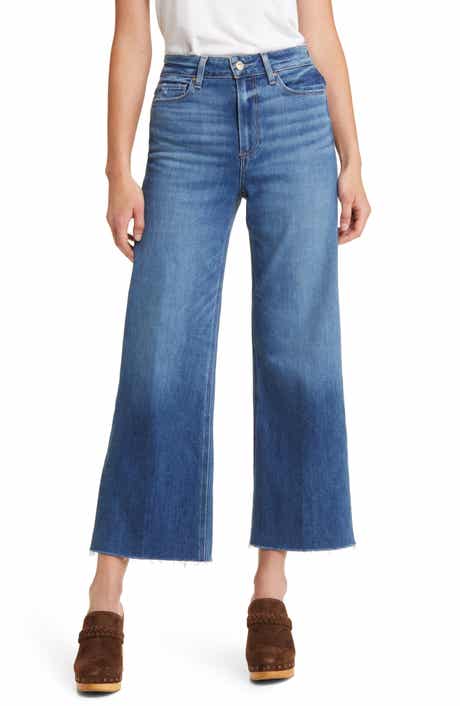 Anessa High Waist Raw Hem Wide Leg Jeans