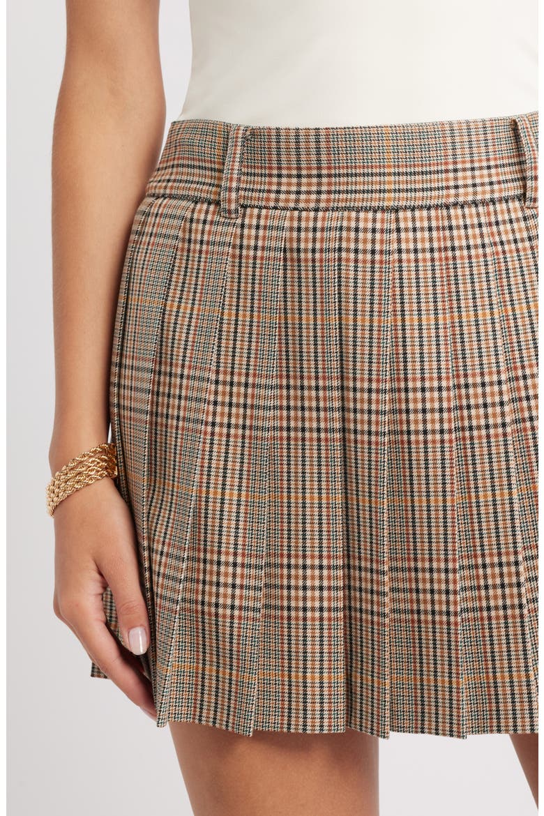 Pleated Plaid Miniskirt, Alternate, color, TAN SOPHIA MINI CHECK