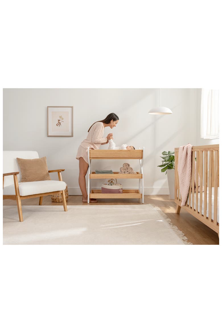 Baby Changing Table, Alternate, color, Natural Wood With White Legs