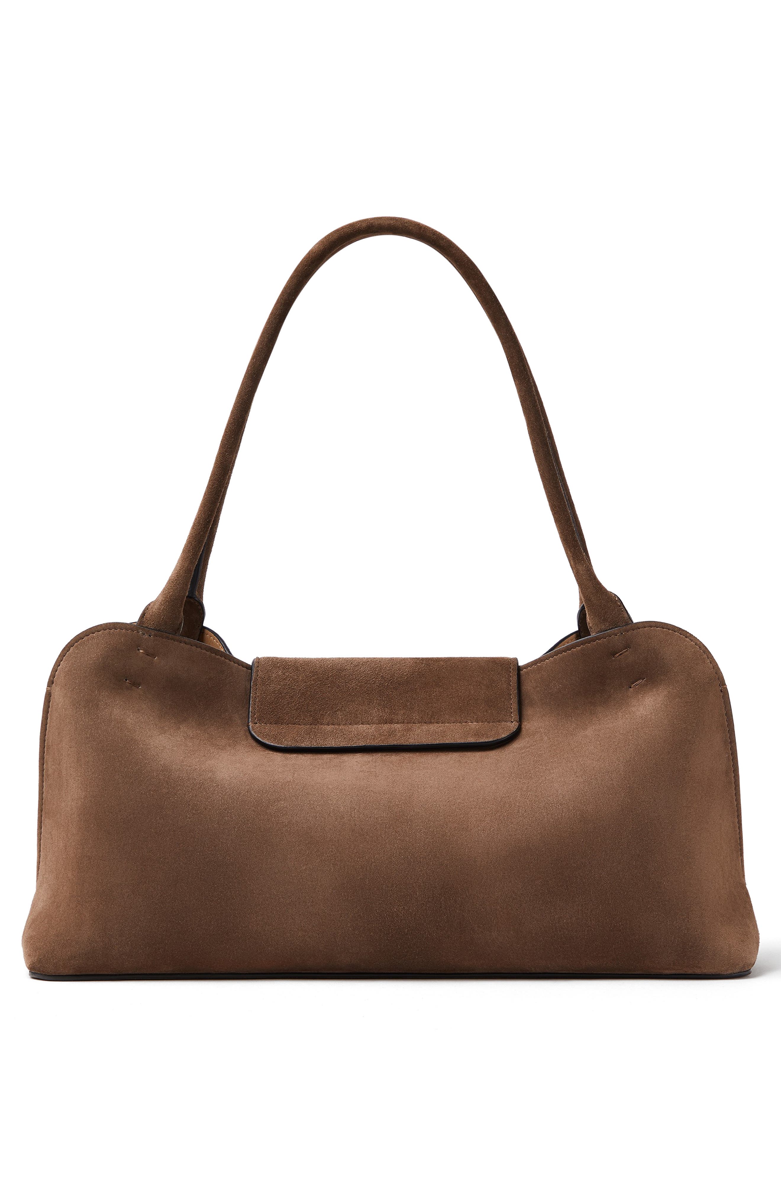 Medium Leather East/West Shoulder Bag, Alternate, color, BROWN