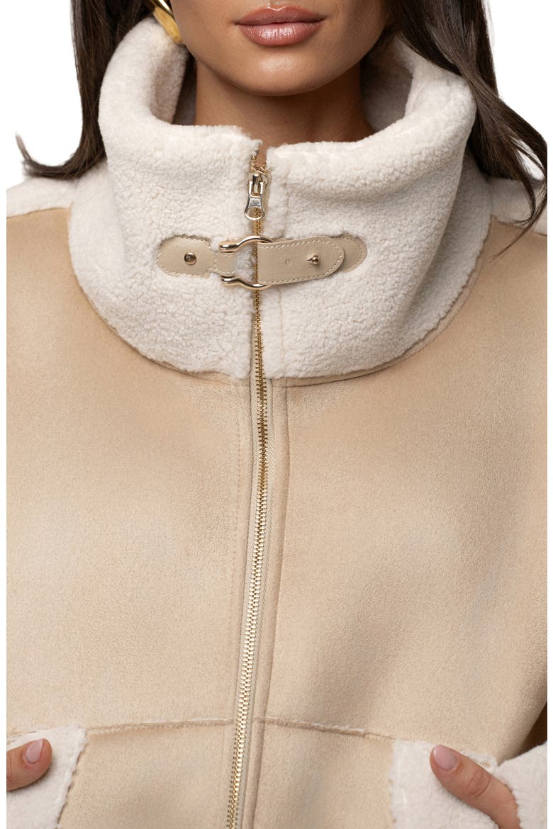 Faux Shearling Coat, Alternate, color, SAND