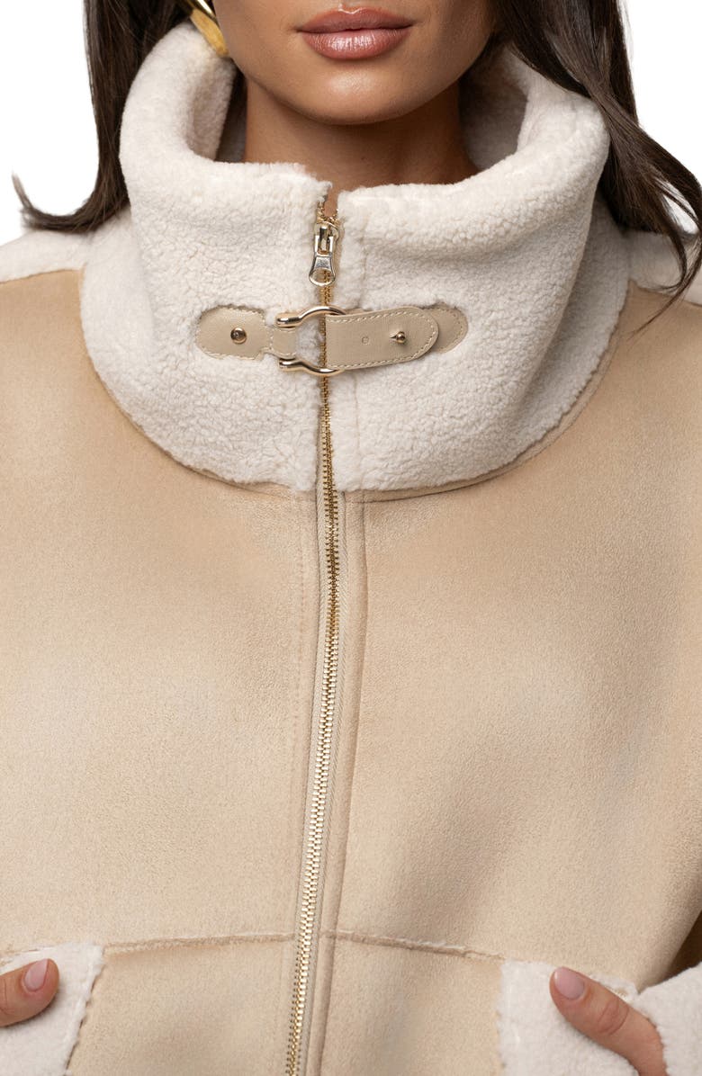 JLUXLABEL Faux Shearling Coat, Alternate, color, Sand
