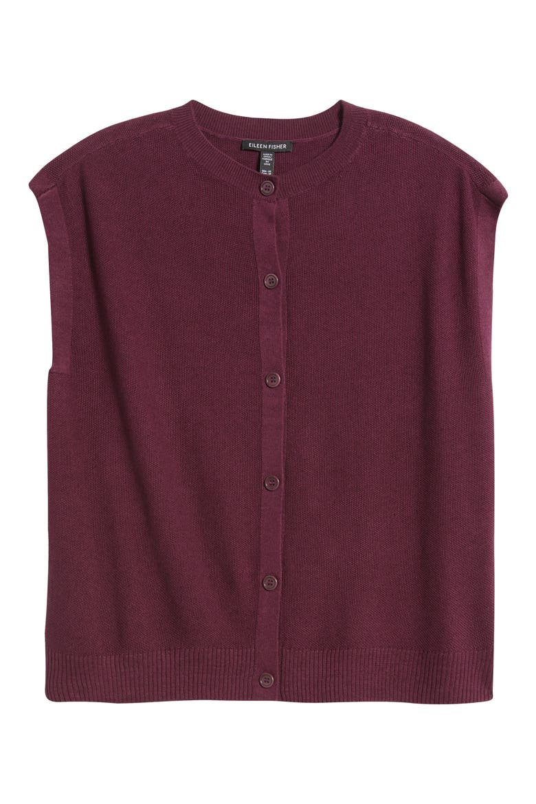 Cap Sleeve Organic Linen & Organic Cotton Sweater, Alternate, color, BLACKBERRY