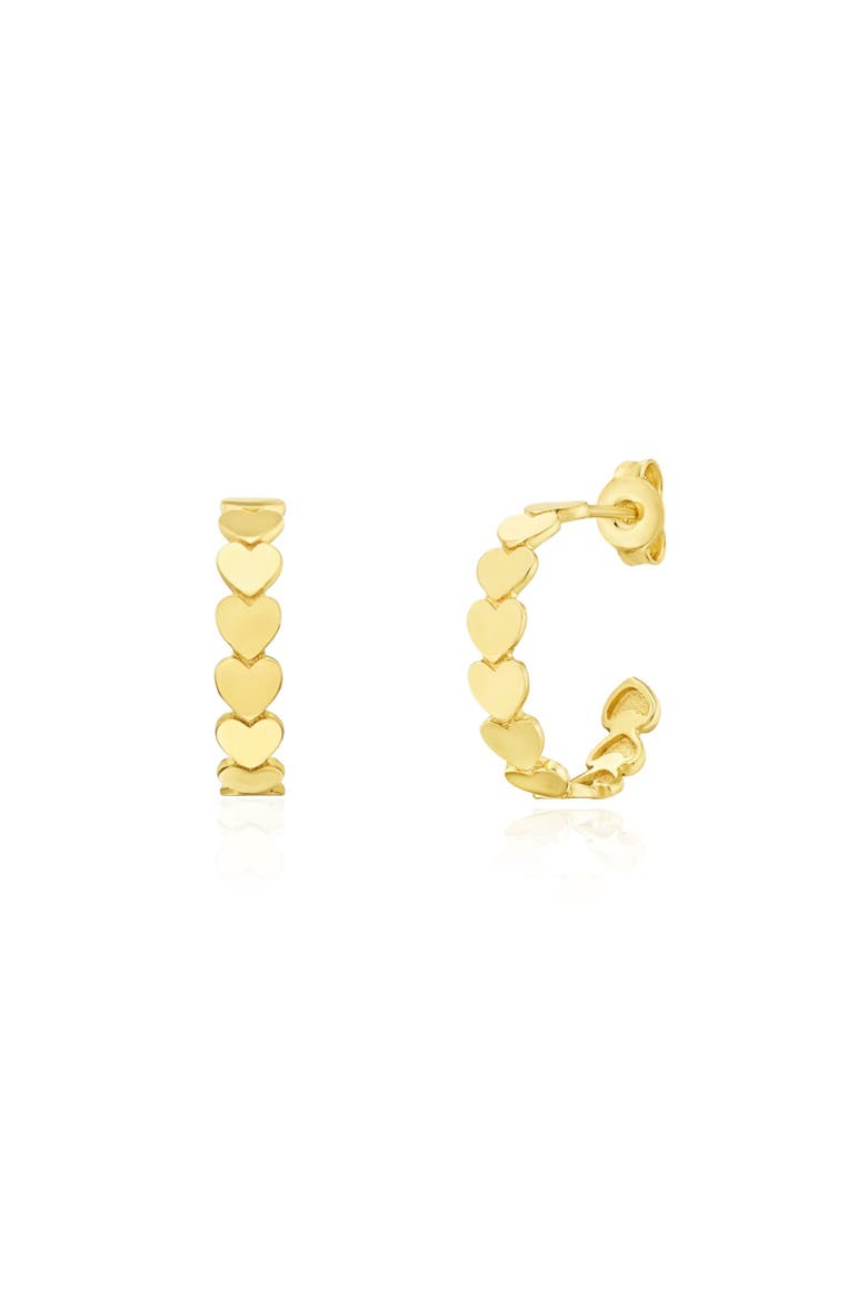 Golden Hearts C-Hoop Earrings, Main, color, Yellow Gold